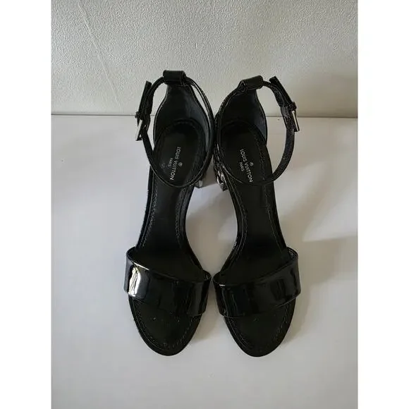 Louis Vuitton Black Patent Leather Silver-tone Sandals 36 sz - Picture 10 of 16